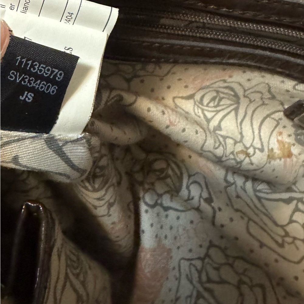 Guess Brown Monogram Satchel with Tan Trim - Picture 4 of 5